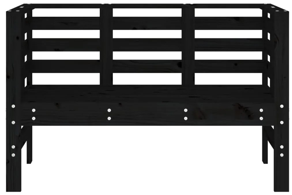 vidaXL Παγκάκι Κήπου Μαύρο 111,5 x 53 x 71 εκ. από Μασίφ Ξύλο Πεύκου