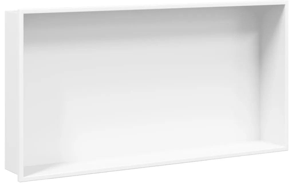 vidaXL Εσοχή Ντους Βουρστ. Λευκό Ματ 62x32x9 εκ. Αν. Ατσάλι