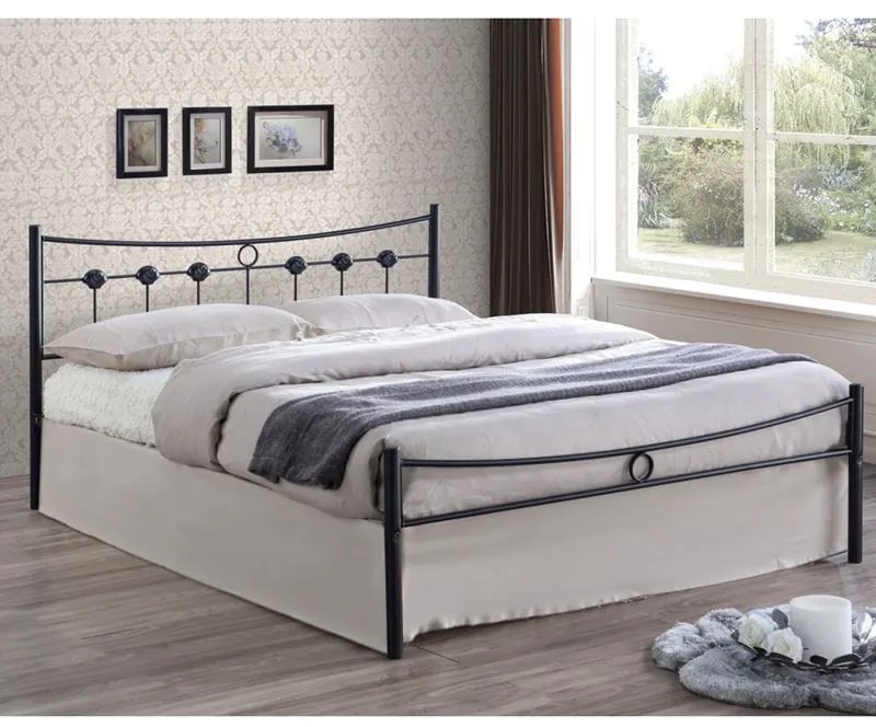 DUGAN Κρεβάτι Διπλό, για Στρώμα 140x190cm, Μέταλλο Βαφή Μαύρo 145x195x83cm Ε8084