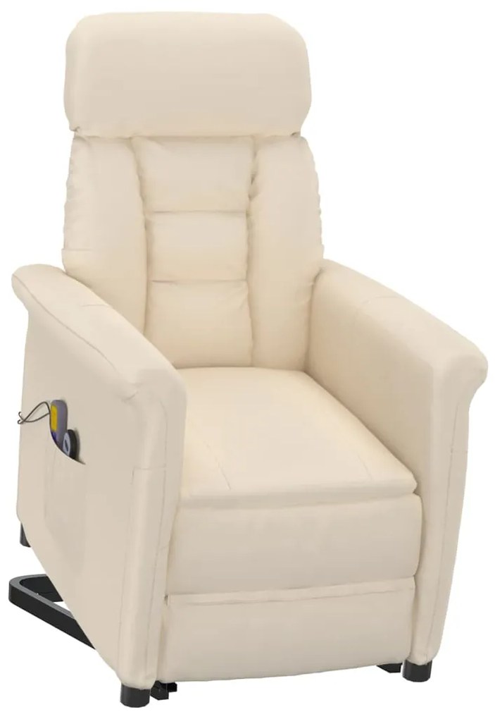 vidaXL Πολυθρόνα Μασάζ Ηλεκτρική Μπεζ από Μικροΐνες