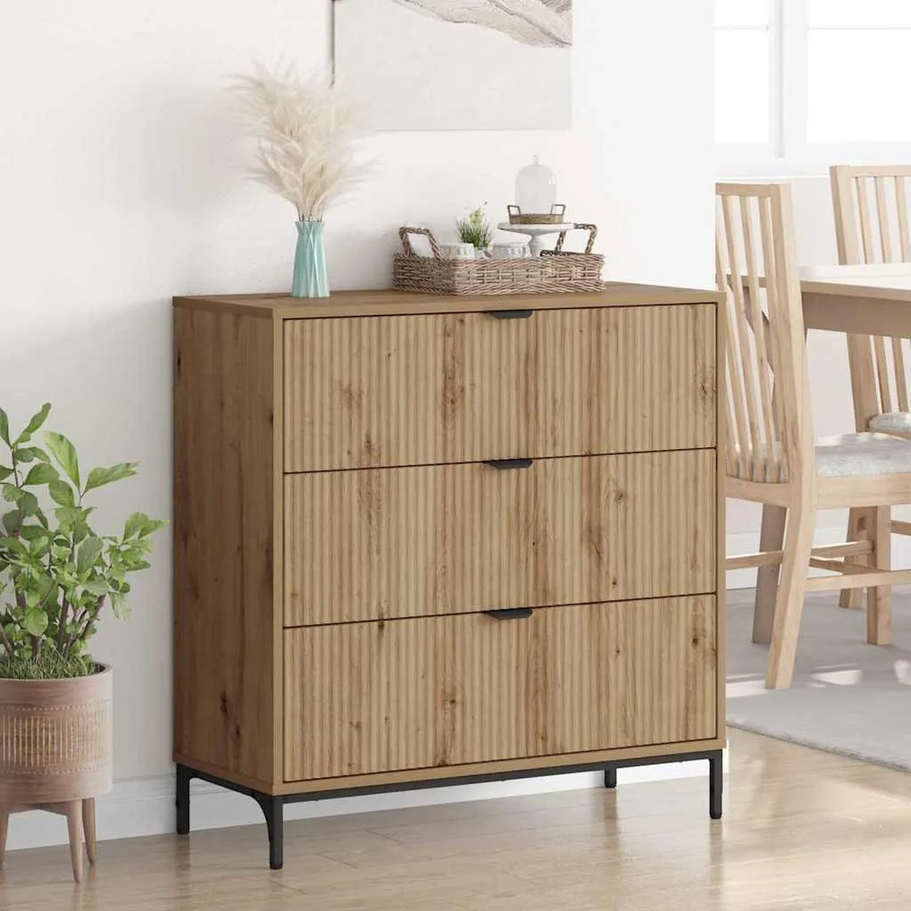 vidaXL Πλαϊνό γραφείο με συρτάρι artisan δρυς 79.5 x 33 x 82 εκ