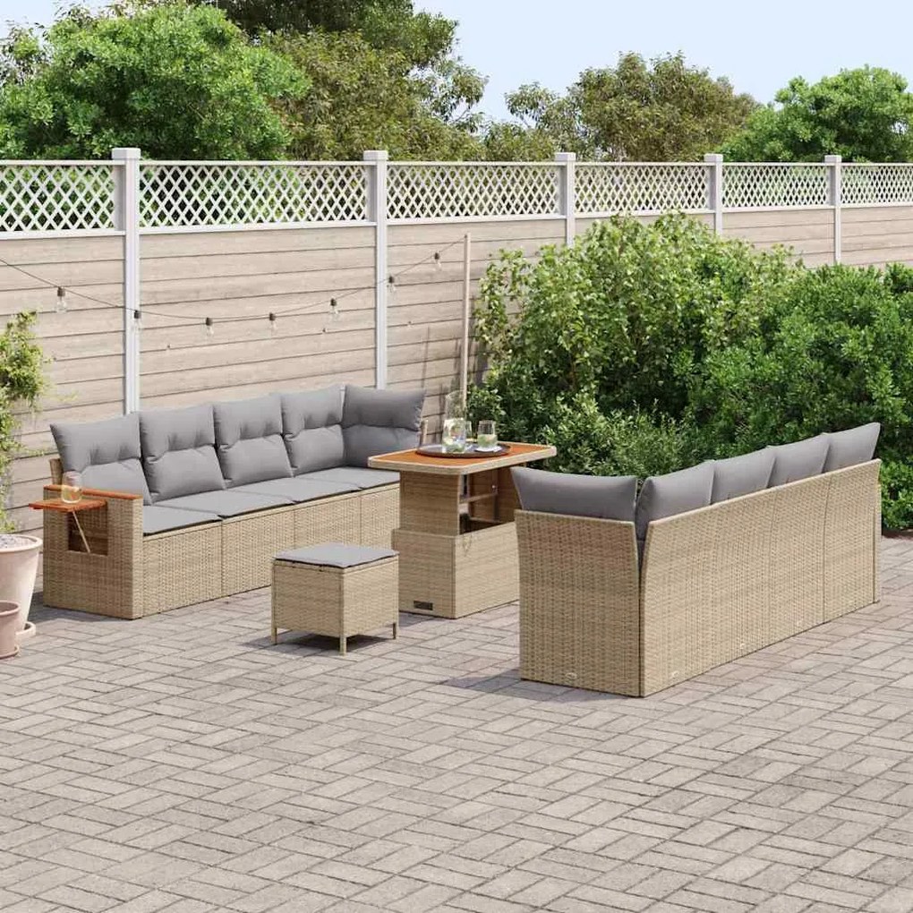 vidaXL Σετ Καναπέ Κήπου 11 pcs μπεζ και ανοιχτό γκρι 90 x 55 x 71 cm