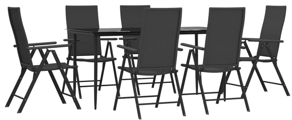 vidaXL Σετ Τραπεζαρίας Κήπου 7 Τεμαχίων Μαύρο από Συνθετικό Ρατάν