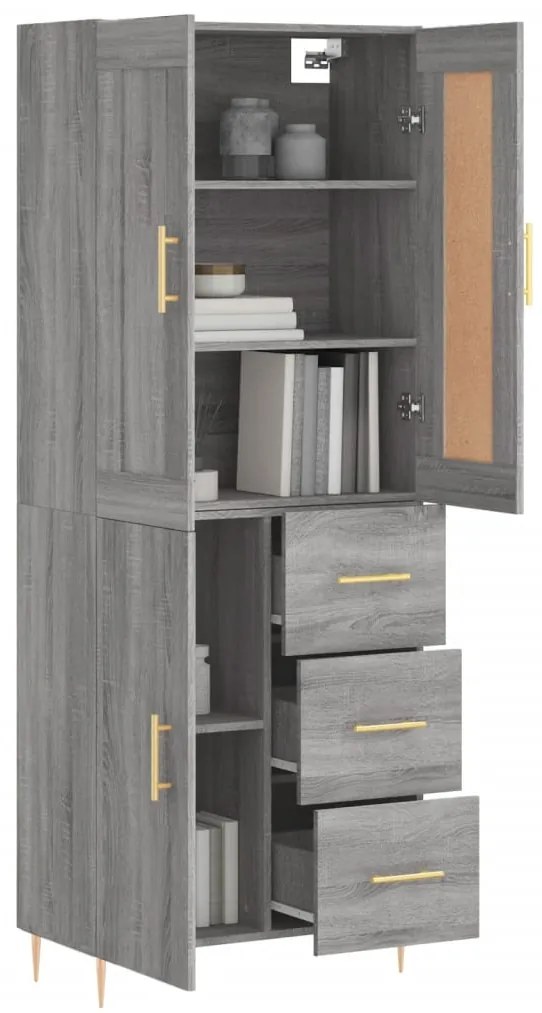 vidaXL Ντουλάπι Γκρι Sonoma 69,5 x 34 x 180 εκ. Επεξεργασμένο Ξύλο