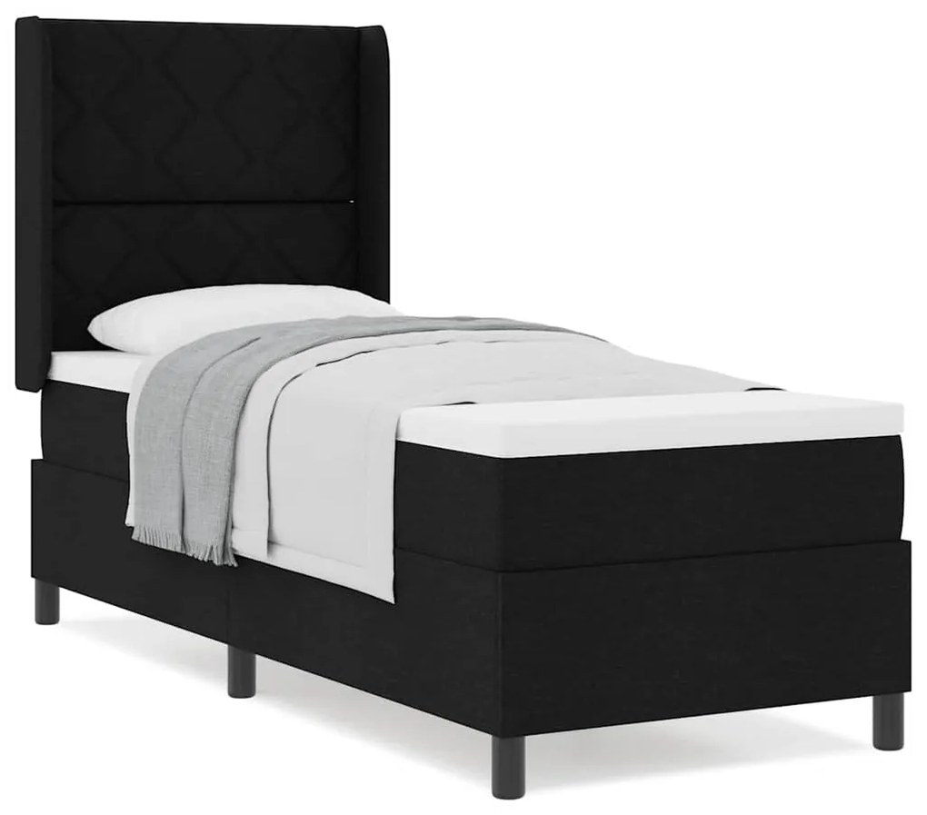 vidaXL Κρεβάτι με ελατήρια με στρώμα Μαύρο 80 x 200 cm ύφασμα
