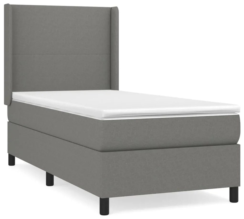 vidaXL Κρεβάτι Boxspring με Στρώμα Σκούρο Γκρι 100x200 εκ. Υφασμάτινο