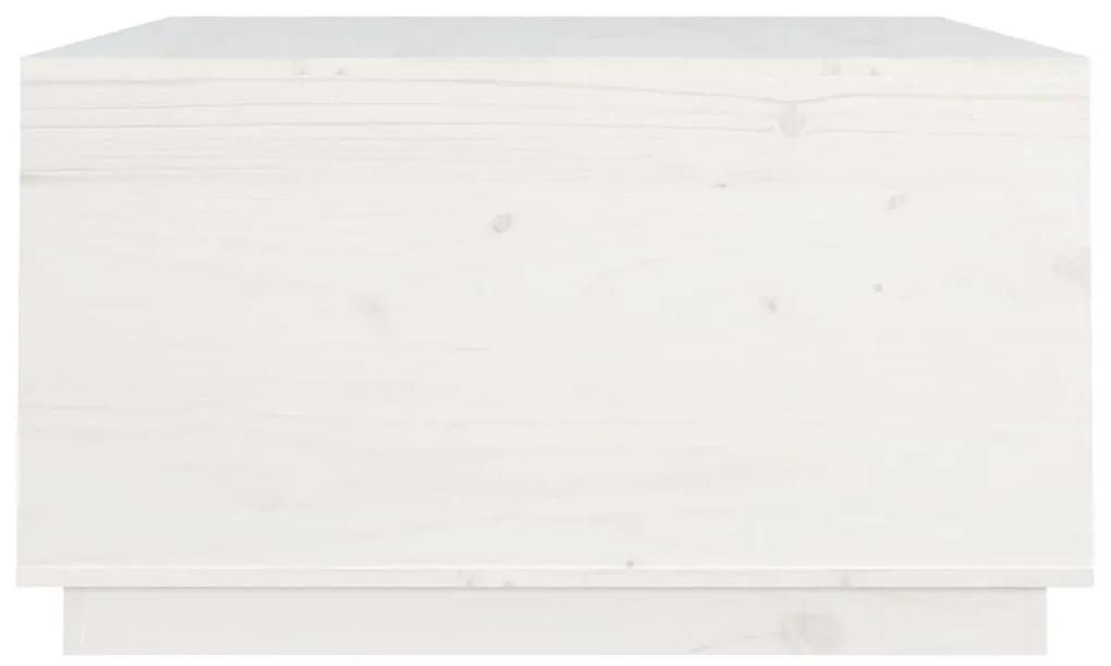 Τραπεζάκι Σαλονιού Λευκό 80x80x45 εκ. από Μασίφ Ξύλο Πεύκου - Λευκό