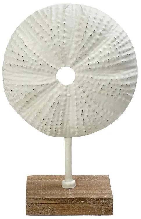 Διακοσμητικό Επιτραπέζιο Μεταλλικό-Ξύλινο Αχινός Λευκό ESPIEL 20,5x10x31,5εκ. ICY306