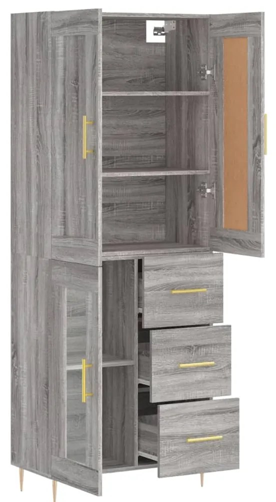 vidaXL Ντουλάπι Γκρι Sonoma 69,5 x 34 x 180 εκ. Επεξεργασμένο Ξύλο