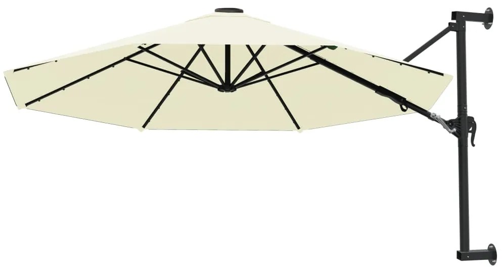 vidaXL Ομπρέλα Τοίχου Λευκό της Άμμου 300 εκ. με Μεταλλικό Ιστό