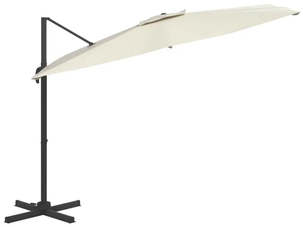 Κρεμαστή Ομπρέλα με LED Λευκό Άμμου 400 x 300 εκ. - Κρεμ
