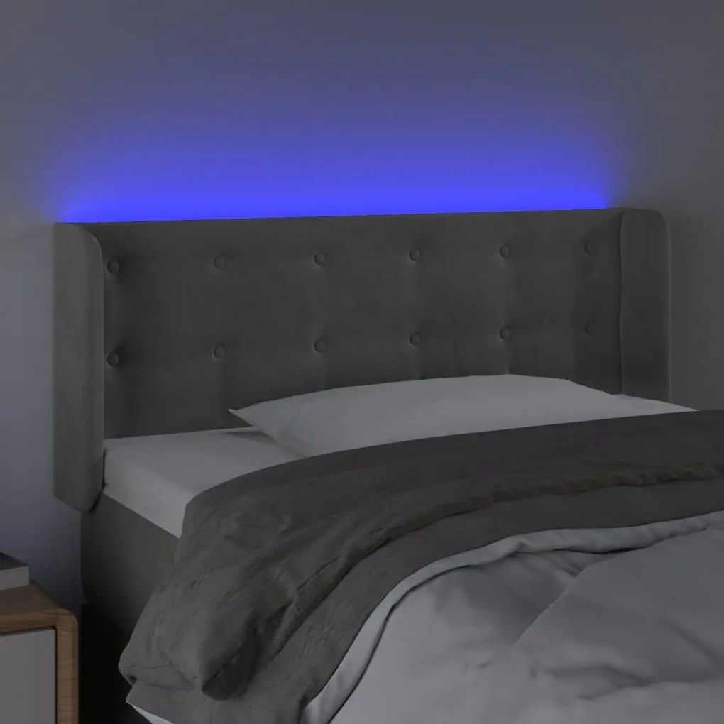Κεφαλάρι Κρεβατιού LED Ανοιχτό Γκρι 83x16x78/88 εκ. Βελούδινο 3123700