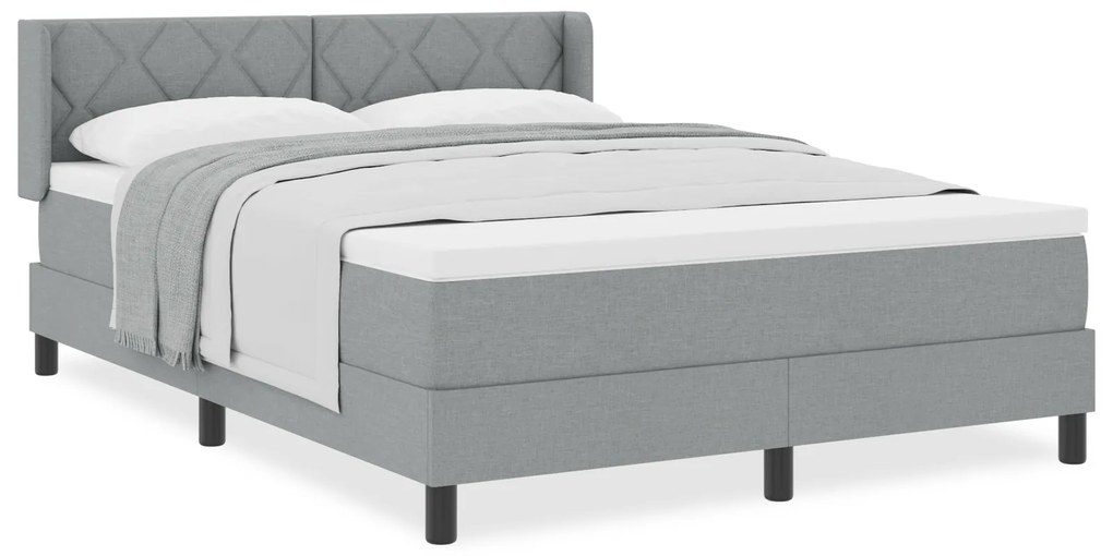 vidaXL Κρεβάτι Box Spring με Στρώμα - Ανοιχτό Γκρι - 140 x 190 cm - Ύφασμα