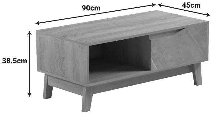 Τραπεζάκι σαλονιού Judas σε μαύρο μαρμάρου-sonoma απόχρωση 90x45x38.5εκ 90x45x38.5 εκ.