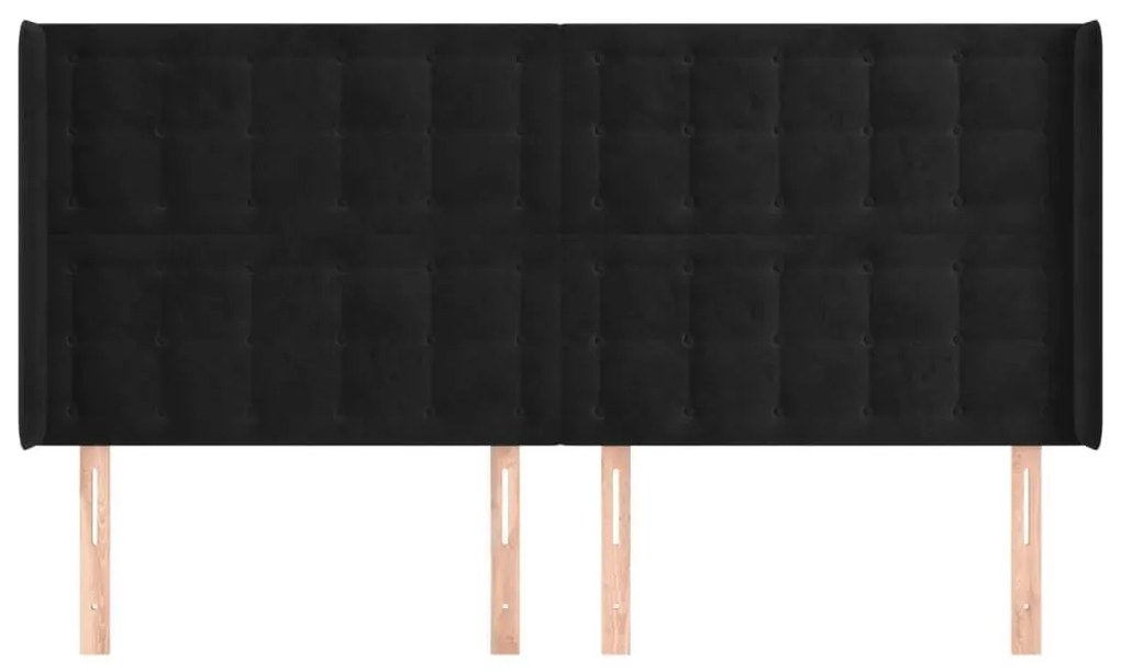 Κεφαλάρι με Πτερύγια Μαύρο 163x16x118/128 εκ. Βελούδινο - Μαύρο