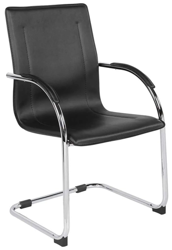 Πολυθρόνα Επισκέπτη Omikron Χρώμιο/PVC Μαύρο 58x63x94cm (Σετ 4 ΤΕΜ)