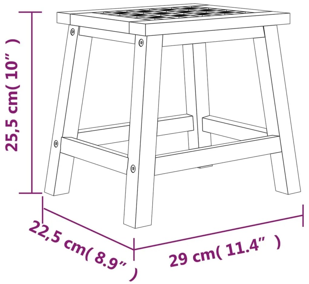 vidaXL Σκαμπό 29x22,5x25,5 εκ. Μασίφ Ξύλο Καρυδιά