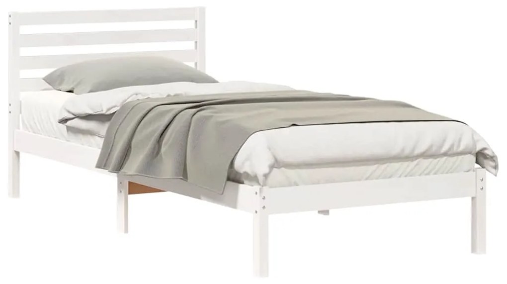 vidaXL Σκελετός Κρεβατιού Λευκό 90 x 210 cm Στερεά ξυλεία πεύκου