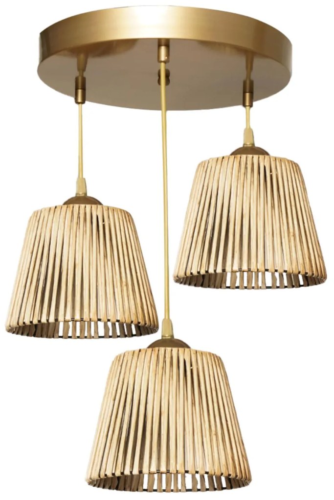 Φωτιστικό Οροφής C7512.01 Τρίφωτο Bamboo Χρυσό 35x85 εκ. 35x35x85 εκ.