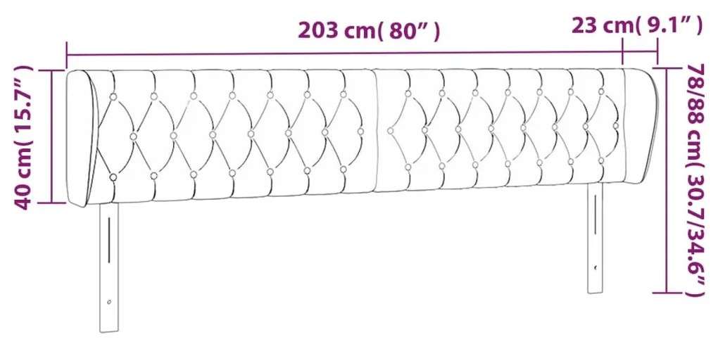 Κεφαλάρι με Πτερύγια Taupe 203 x 23 x 78/88 εκ. Υφασμάτινο 3117506