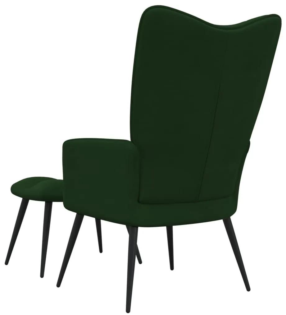 Πολυθρόνα Relax Σκούρο Πράσινο Βελούδινη με Σκαμπό - Πράσινο
