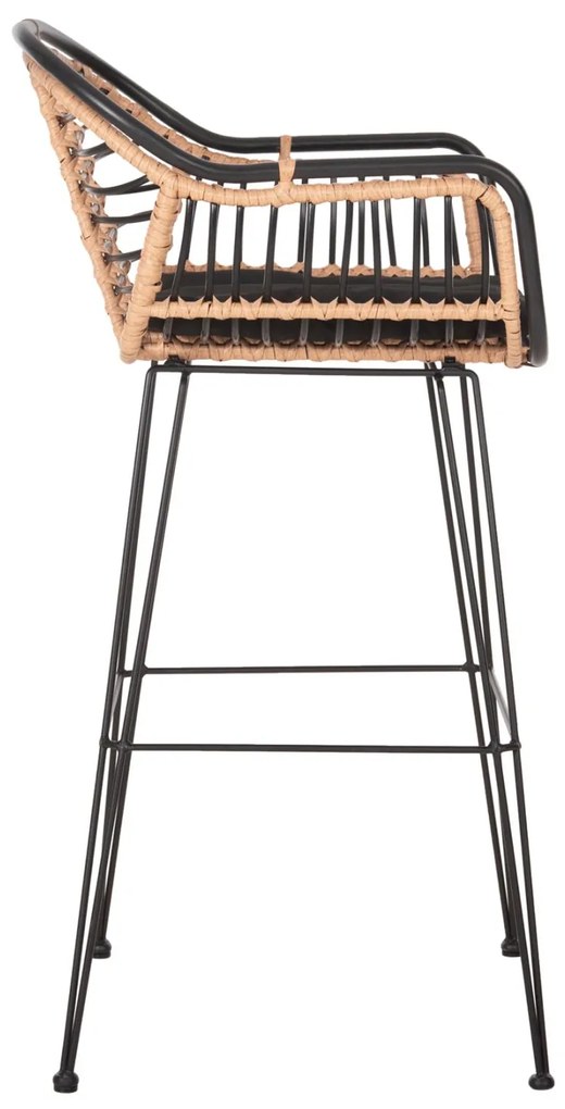 ΣΚΑΜΠΟ ΜΠΑΡ ALLEGRA  ΜΕΤΑΛΛΟ&amp;ΜΑΞΙΛΑΡΙ ΜΑΥΡΟ-WICKER ΜΠΕΖ 55x54x108Υεκ. 55x54x108 εκ.