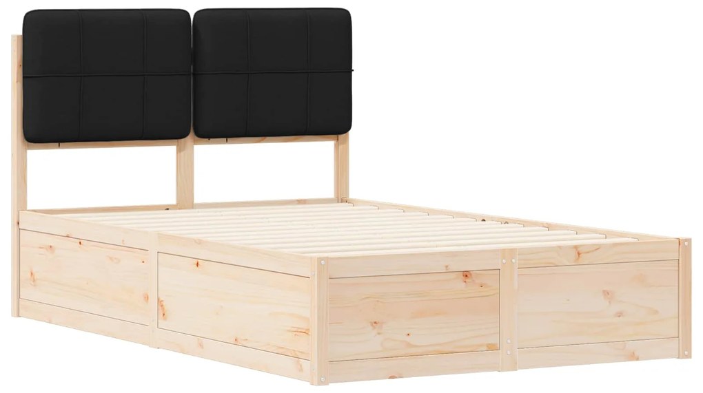 vidaXL Σκελετός Κρεβατιού με Επενδεδυμένο Κεφαλάρι Μαύρο 120 x 200 cm