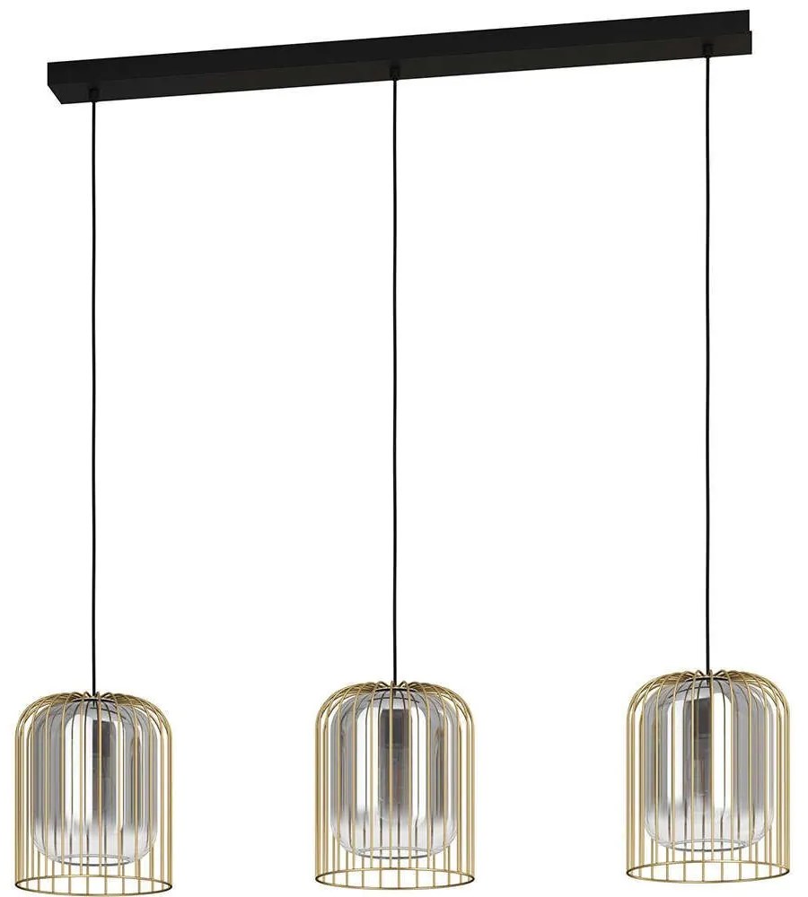 Φωτιστικό Οροφής - Ράγα Caminat 39696 103x17x150cm 3xE27 40W Black-Gold Eglo Steel,Glass