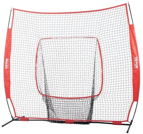 VEVOR 7x7 ft Baseball Softball Practice Net, Portable Baseball Training Net for Hitting Batting Catching Pitching, Backstop Baseball Equipment Training Aids with Carry Bag and Strike Zone