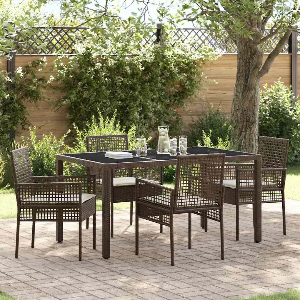 vidaXL Σέτ φαγητού για κήπο 5 pcs Καφέ 150 x 90 x 75 cm