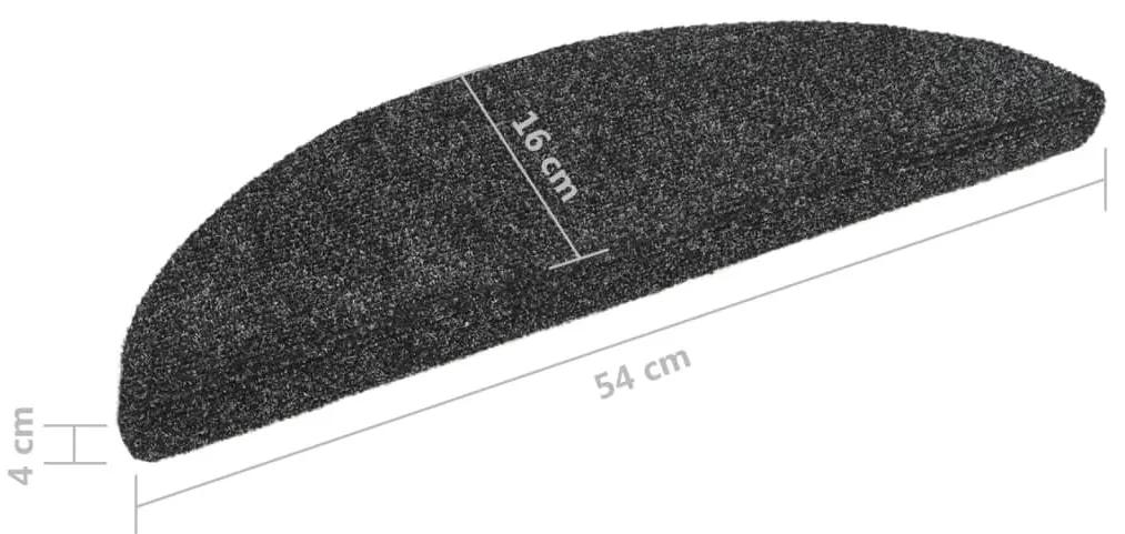 Πατάκια Σκάλας Αυτοκόλ. 10 τεμ Σκ. Γκρι 56x17x3 εκ Βελονιασμένα - Γκρι