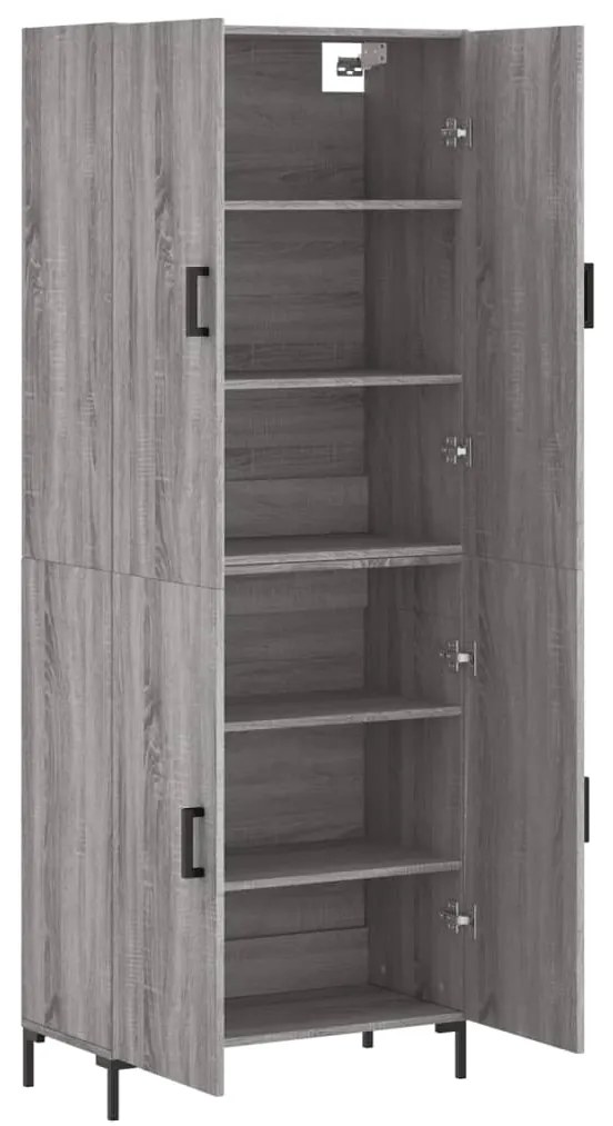vidaXL Ντουλάπι Γκρι Sonoma 69,5 x 34 x 180 εκ. Επεξεργασμένο Ξύλο