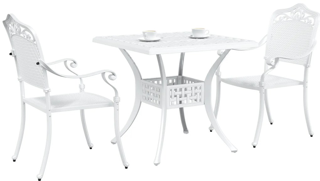 vidaXL Σετ Bistro Κήπου 3 Τεμαχίων Λευκός Χυτοσίδηρος