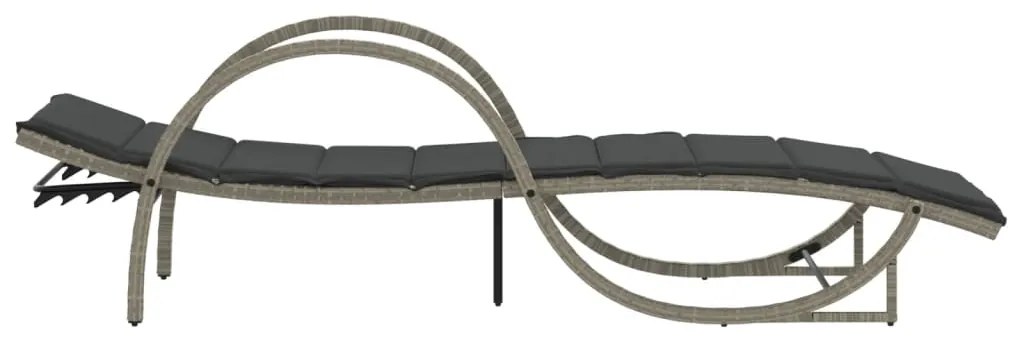 vidaXL Ξαπλώστρα Αν. Γκρι 60x199x42 εκ. Συνθετικό Ρατάν με Μαξιλάρι