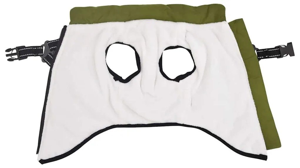 vidaXL Μπουφάν Σκύλου Στρατιωτικό Πράσινο L Φλις και Πολυεστέρας