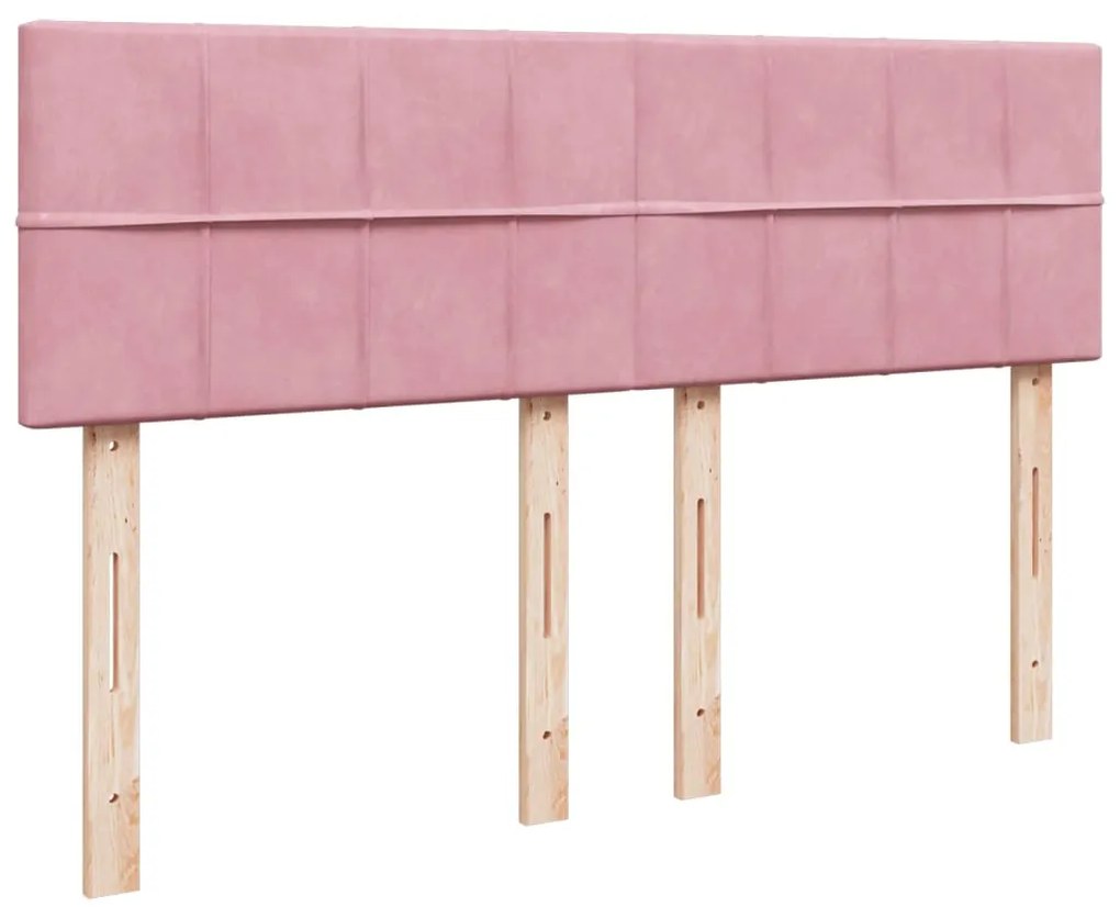 vidaXL Κρεβάτι Boxspring με Στρώμα Ροζ 140x190 εκ. Βελούδινο