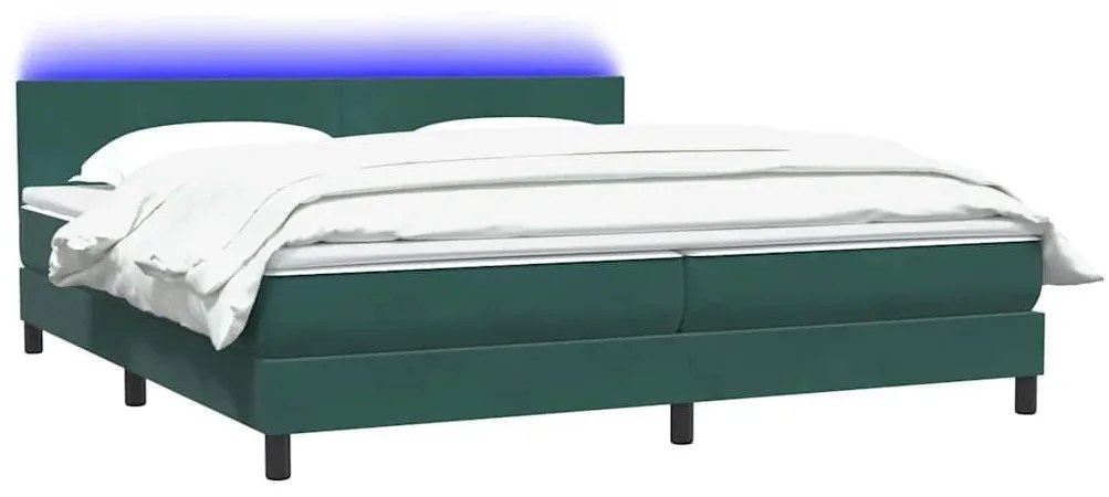 Box Spring Κρεβάτι με στρώμα Σκούρο πράσινο 200x220cm Βελούδινο - Πράσινο