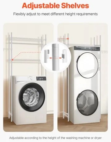 VEVOR Over Washer and Dryer Storage Shelf Two Row 4 Tiers Washer Rack White