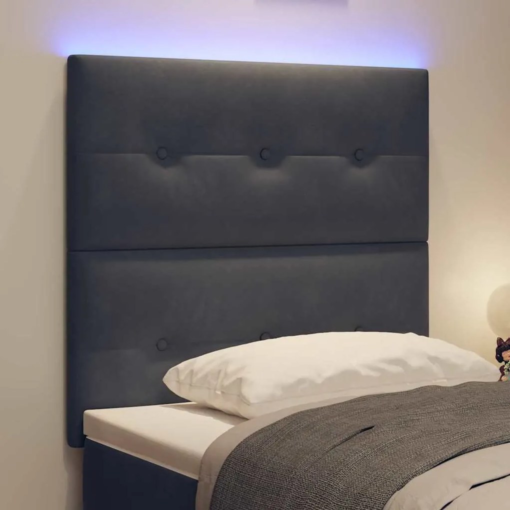 vidaXL Κεφαλάρι με φώτα λωρίδας LED με κεφαλάρι Γκρι 80 cm Βελούδο