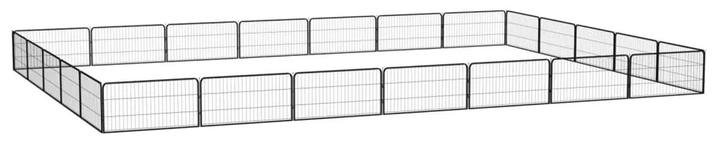 Παρκοκρέβατο Σκύλου 24 Πάνελ Μαύρο 100x50εκ Ατσάλι Βαφή Πούδρας