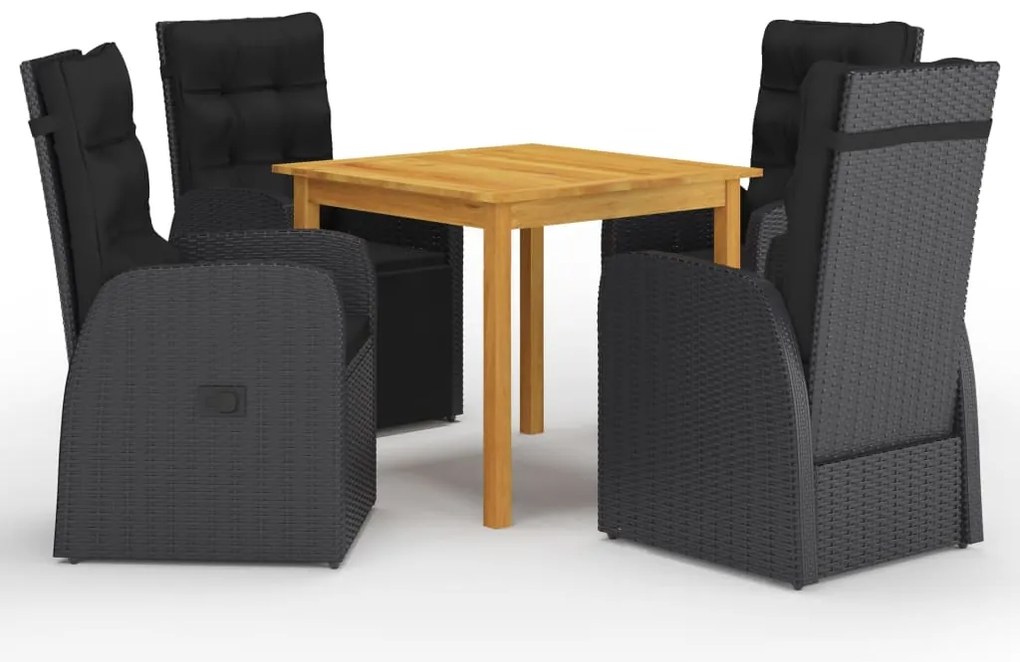 vidaXL Σετ Τραπεζαρίας Κήπου 5 Τεμαχίων Μαύρο