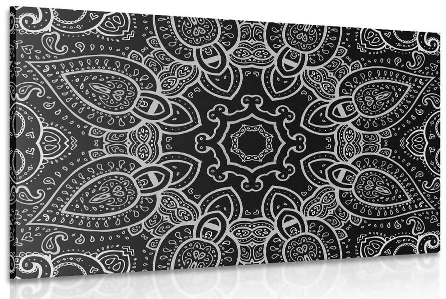 Εικόνα Mandala με ινδικό μοτίβο σε μαύρο & άσπρο - 60x40