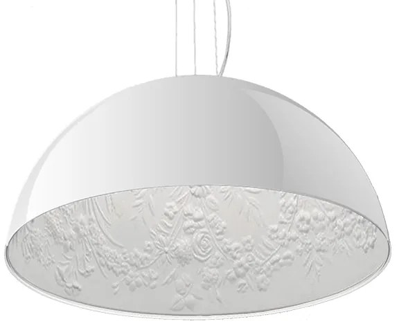 01152 GloboStar®  SERENIA 01152 Μοντέρνο Κρεμαστό Φωτιστικό Καμπάνα Μονόφωτο 1 x E27 IP20 Λευκό Γύψο - Μ40 x Π40 x Υ20cm