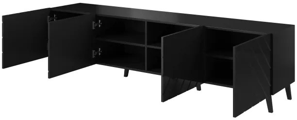 TV stand 200 ABETO mat black/ gloss black DIOMMI CAMA-ABETO-RTV-200-CZ/CZ