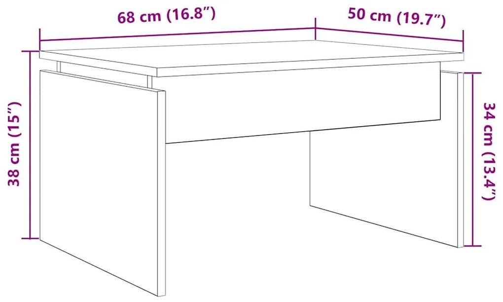 Τραπεζάκι Σαλονιού τεχνίτης Δρυς 68x50x38 εκ Επεξεργασμένο Ξύλο - Καφέ