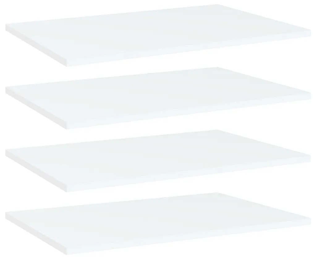 Ράφια Βιβλιοθήκης 4 τεμ. Λευκά 60x40x1,5 εκ. από Επεξ. Ξύλο