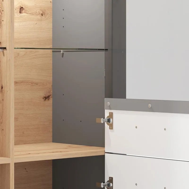 Βιτρίνα Valencia 2K VS2 Γκρί Γραφίτης - Artisan Oak - Γκρί Μάτ 103,5x41x143 εκ. 103.5x41x143 εκ.