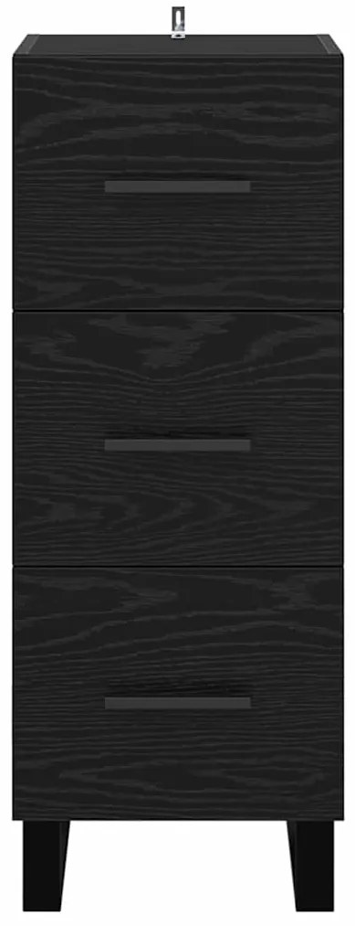 vidaXL Πλαϊνό γραφείο με συρτάρι Μαύρη Οξυά 34,5 x 34 x 90 εκ.