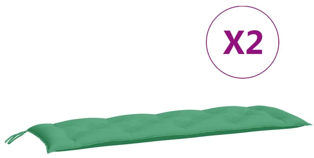 vidaXL Μαξιλάρια Πάγκου Κήπου 2 τεμ. Πράσινο 150x50x7cm Ύφασμα Oxford