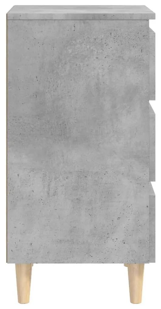 Κομοδίνο Γκρι Σκυροδέματος 40 x 35 x 69 εκ. Μασίφ Ξύλινα Πόδια - Γκρι